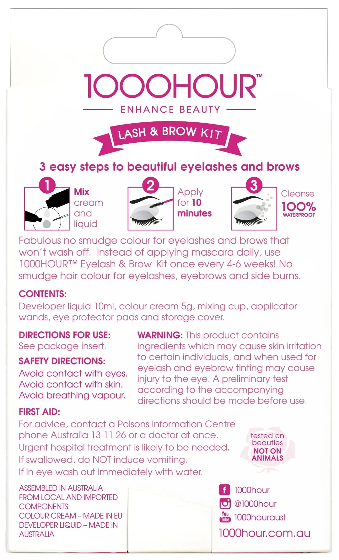 1000 Hour Professional Formula Lash & Brow Kit - Defined Brows w/a Long-Lasting Formula with Eyebrow Mascara - Brow Gel for Stunning Brows that Last Up To 6 Weeks with 12 Applications - Brown Black