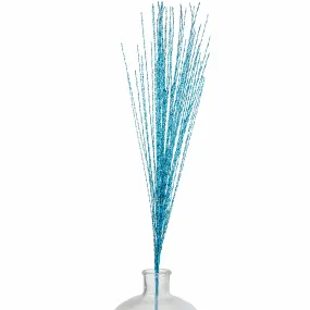 32" Metallic Twisted Grass Spray: Turquoise Blue