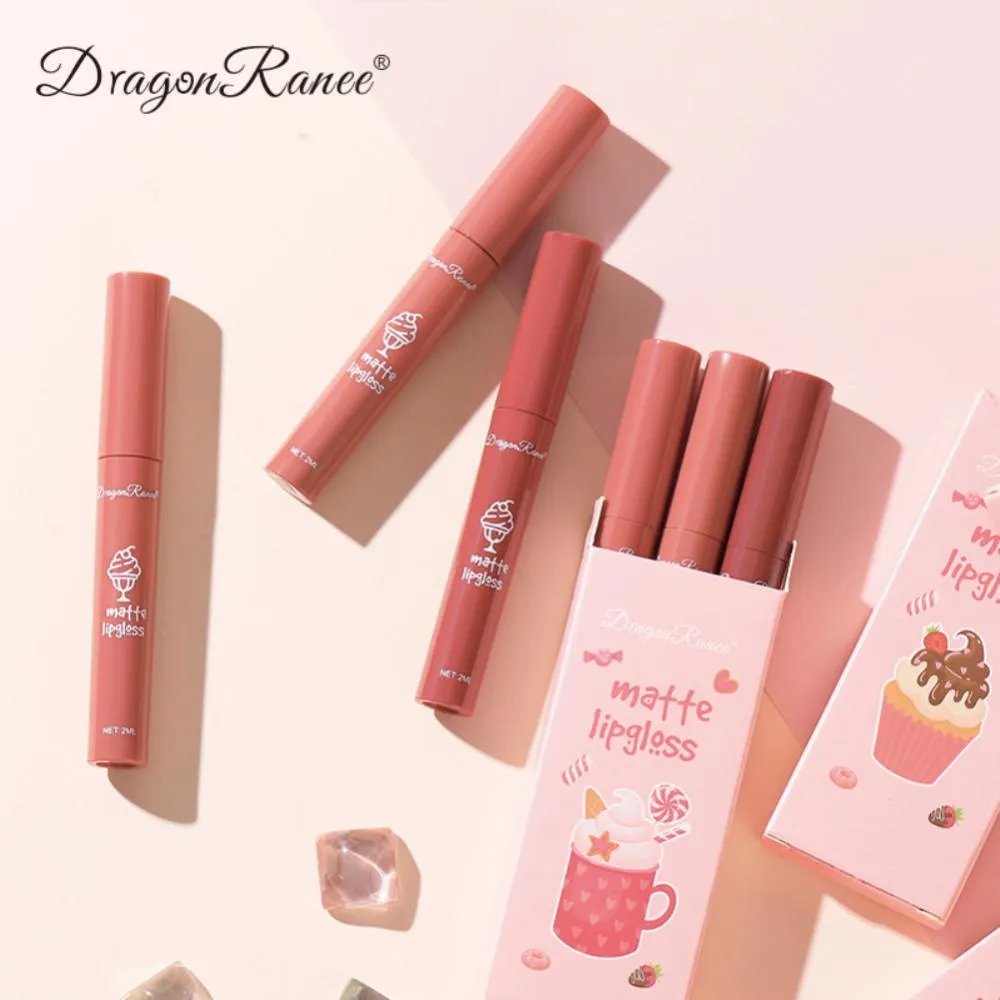 3pcs Lip Gloss Set Ice Cream Matte Velvet Waterproof Long-lasting Liquid Lipstick