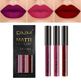 3Pcs Rose, Scarlet & Purple Matte 24-hour Liquid Lipstick Set