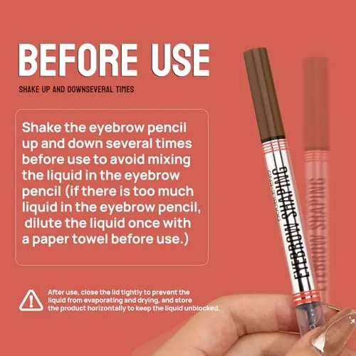 9705 2in1 Hilibrand 4-Pronged Dual-Ended Eyebrow Pencil&Eyebrow Gel, 4-Pronged Ultra-Fine Realistic Eyebrow Pencil End, Eyebrow Setting Wax End, Waterproof, Sweatproof, Long-Lasting (1#Light Brown)