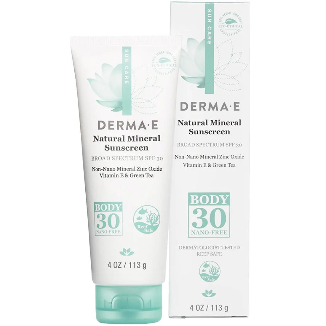Derma E Natural Mineral Sunscreen SPF 30 Lotion (Non-Nano Zinc), 113g