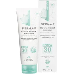 Derma E Natural Mineral Sunscreen SPF 30 Lotion (Non-Nano Zinc), 113g