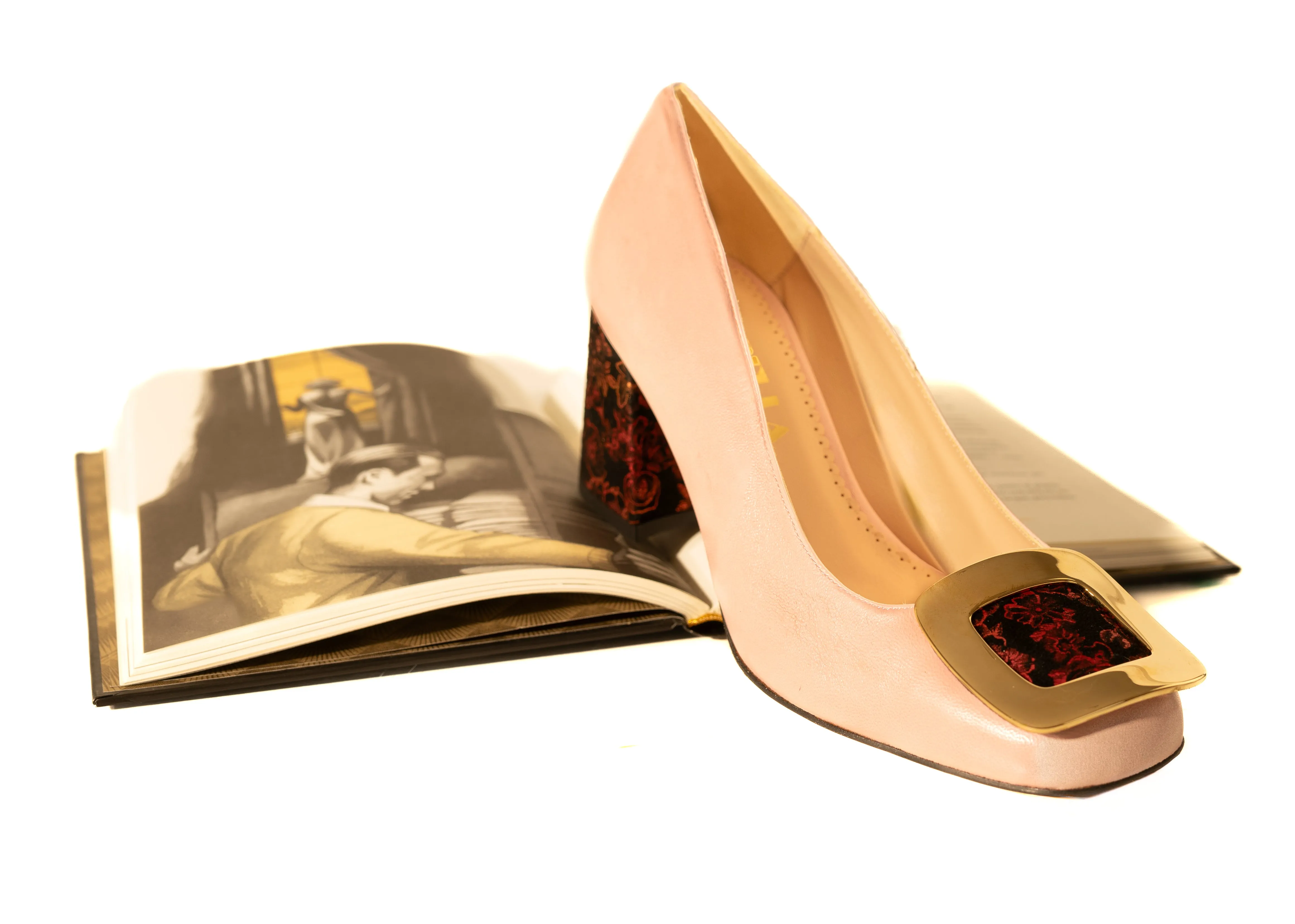 London Heels Baby Blush and Metallic Burgundy Garden