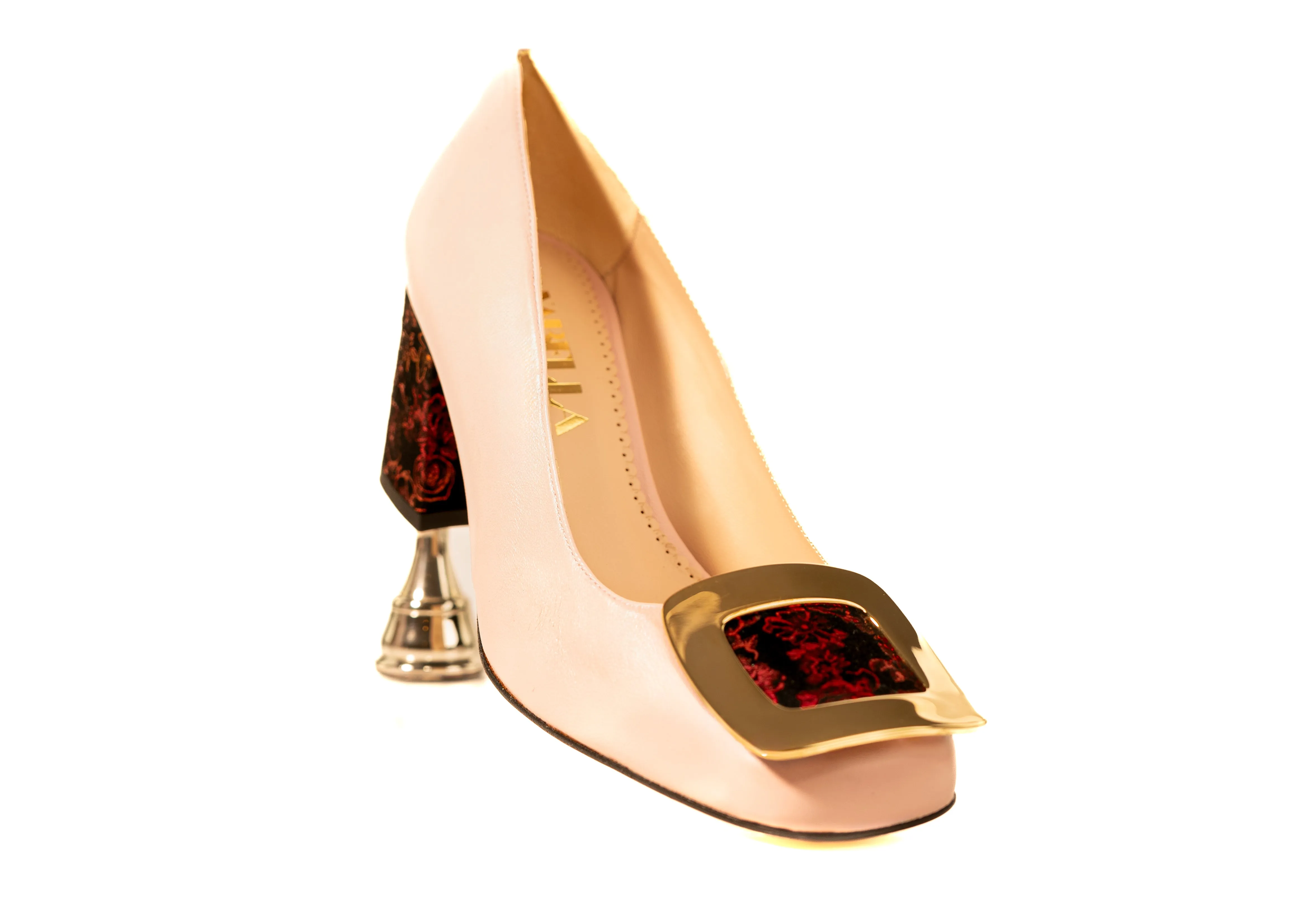 London Heels Baby Blush and Metallic Burgundy Garden
