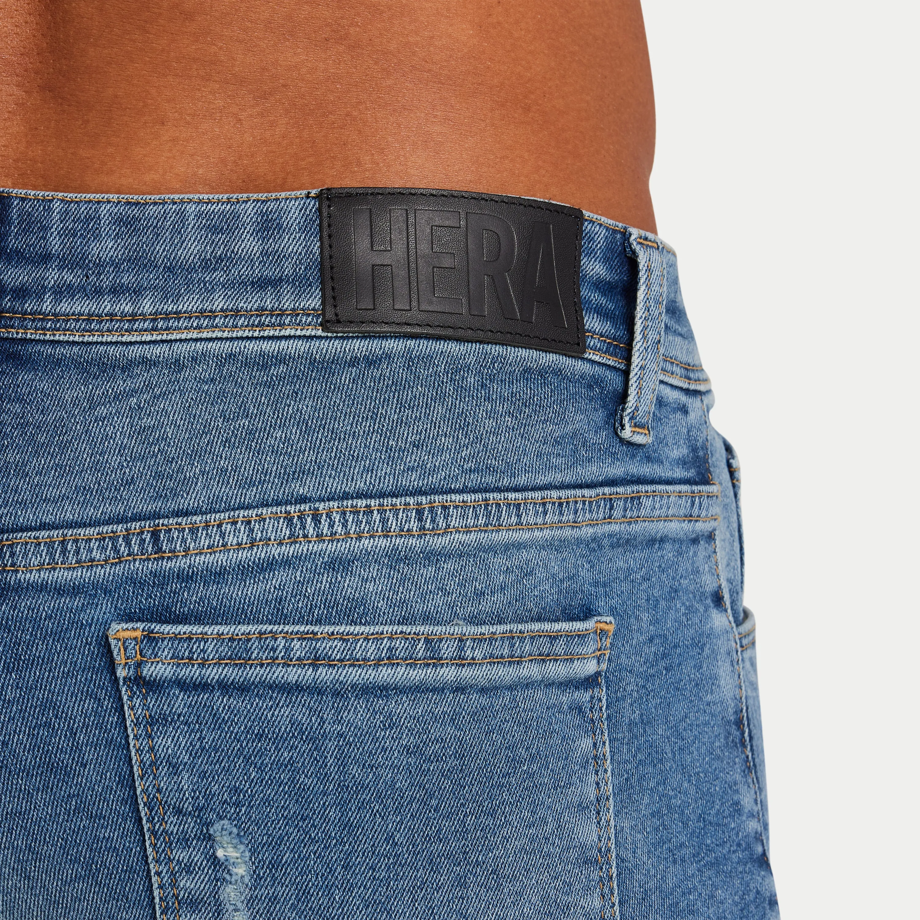 Mens Distressed Slim Fit Jean - Mid Blue