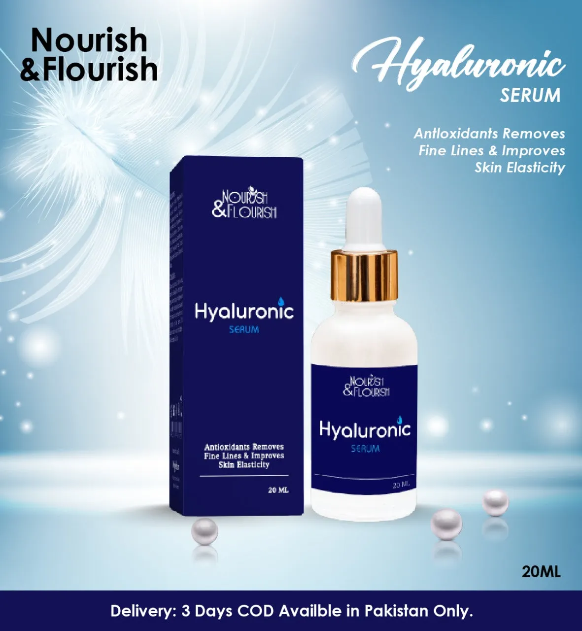 Nourish & Flourish Hyaluronic Serum - Hydrating Skin Tightening Serum