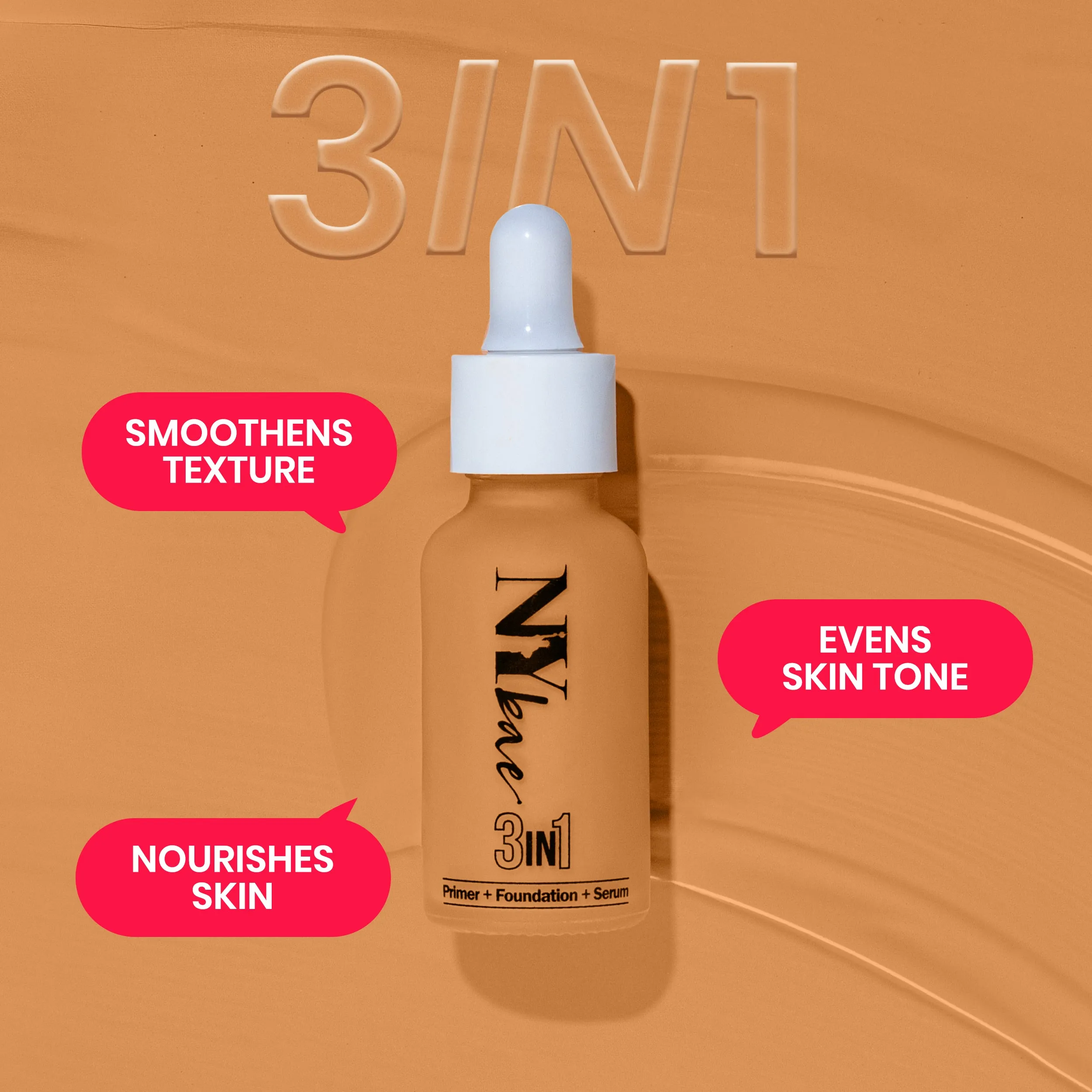 NY Bae 3IN1 Serum Foundation - Cool Toffee 11 (30 ml) | Infused with Primer | Moisturising I Glowing Korean Skin I Celeb Glow | Dewy Makeup | Evens Skin Tone | Ultra Glow