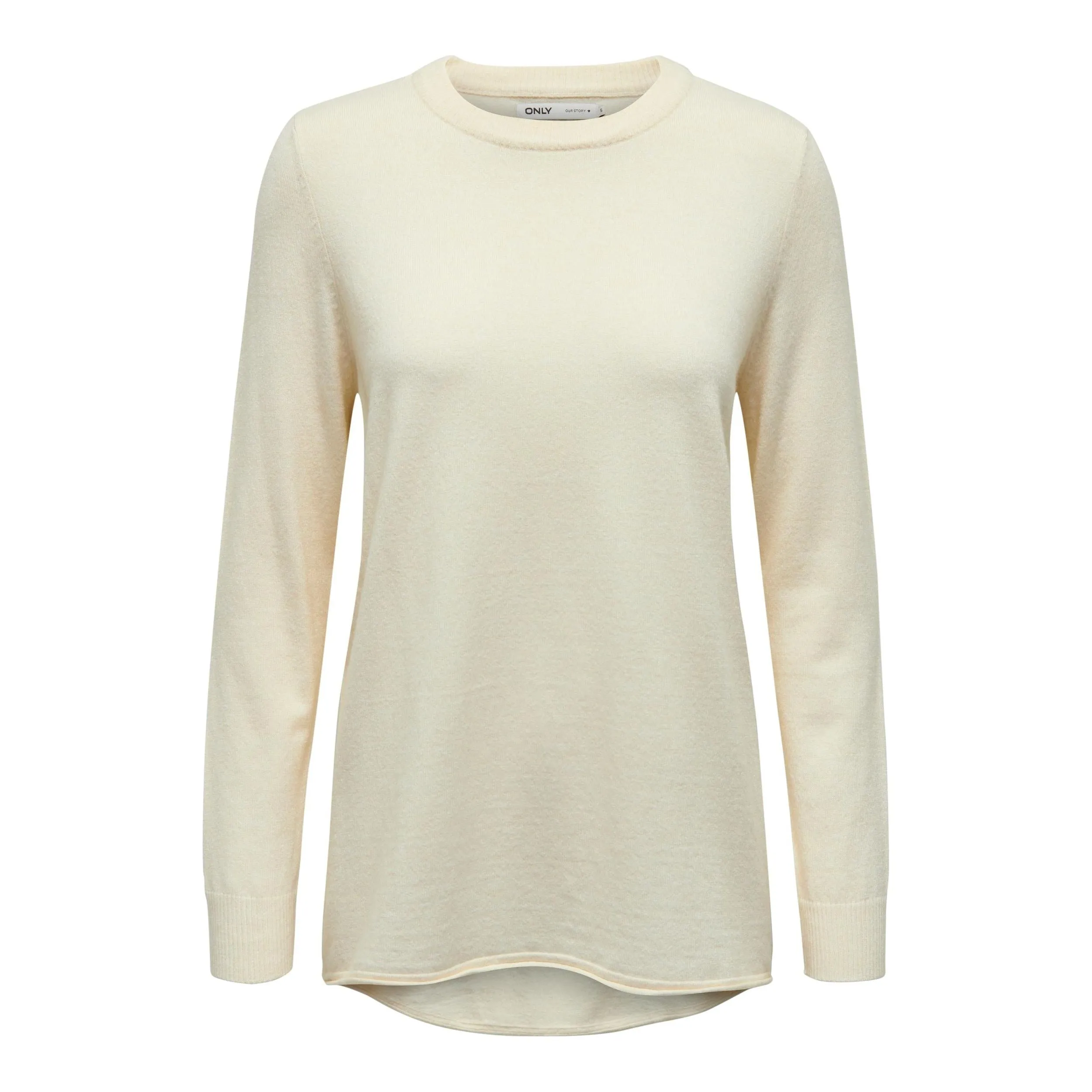 Only Womens Ibi LS Long Higlow O-Neck CC Knit Whitecap Grey/Melange