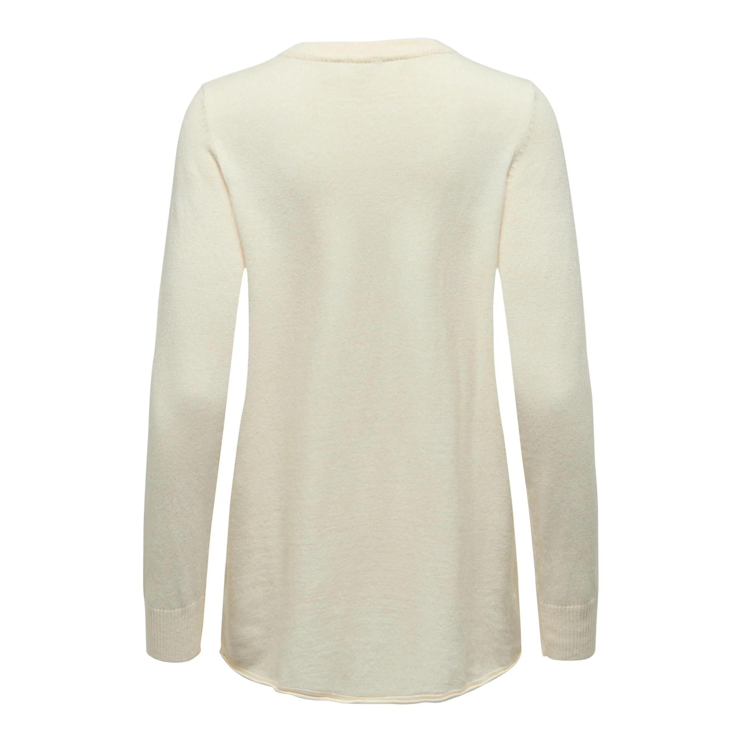 Only Womens Ibi LS Long Higlow O-Neck CC Knit Whitecap Grey/Melange