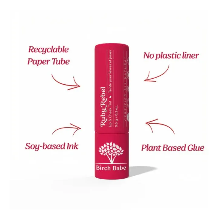 Ruby Rebel Lip and Cheek Tint by Birch Babe - Bold, Natural, and Kid-Safe Matte Tint
