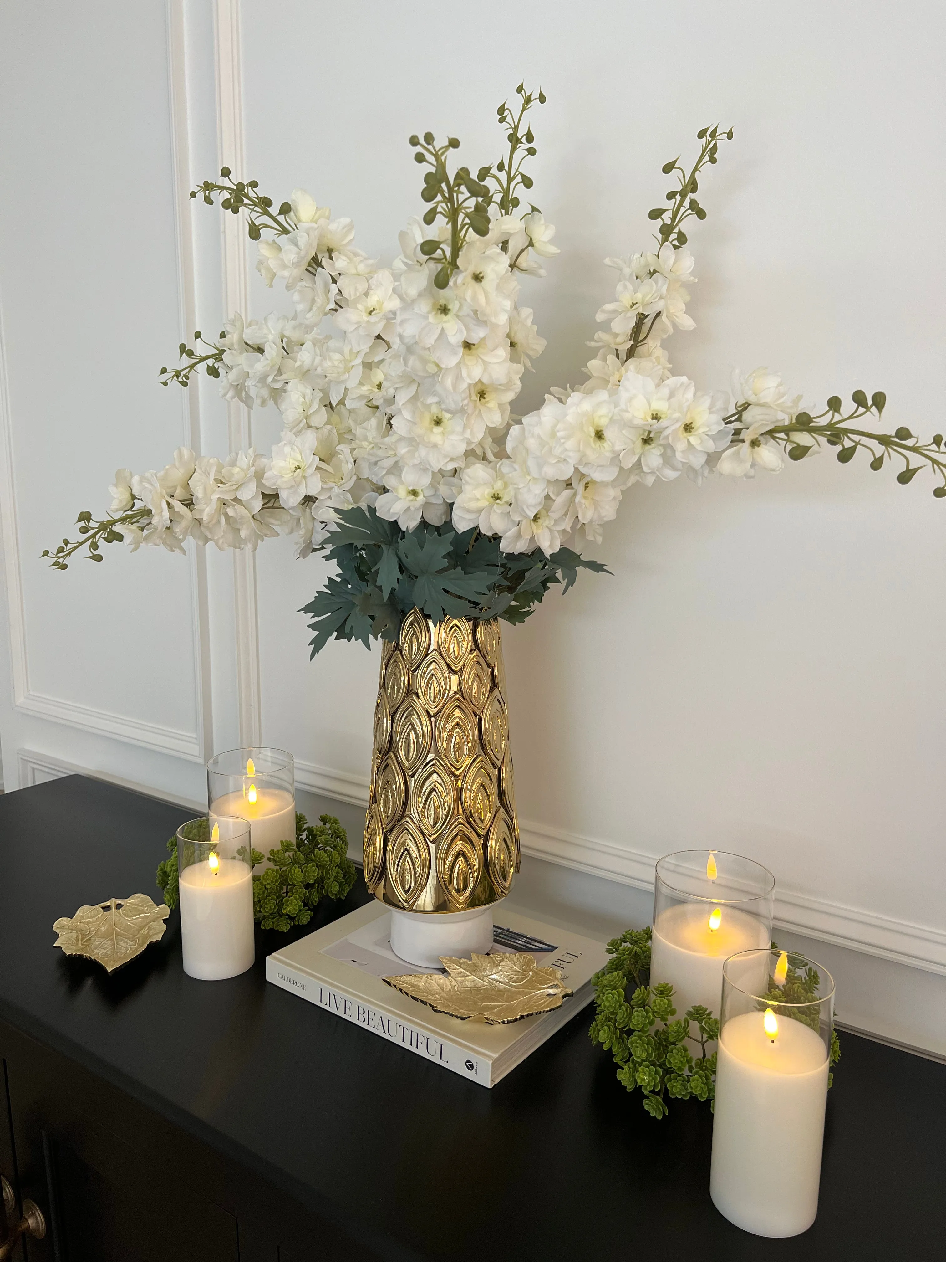 White Delphinium Stem 37"